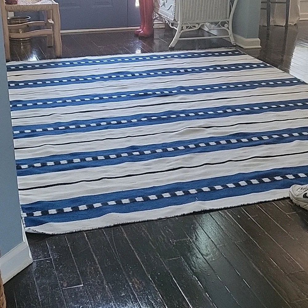 1 Ballard Designs Sorento Performance Rug Blue and White  199 - Picture 2 of 5